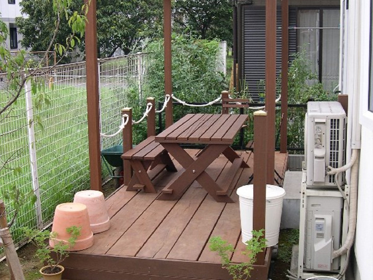 ガーデン用テーブル イスの自作diy ウッドデッキ エクステリア通販 リーベ